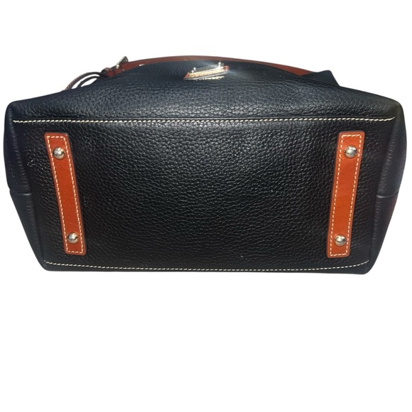 Dooney & Bourke Pebble Grain Paige Shoulder Bag Black Leather Tan Leather Accent - Picture 8 of 9